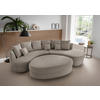 Wohnlandschaft inkl. Hocker Graubraun Cord  - Graubraun/Schwarz, Design, Kunststoff/Textil (300/160cm) - Livetastic