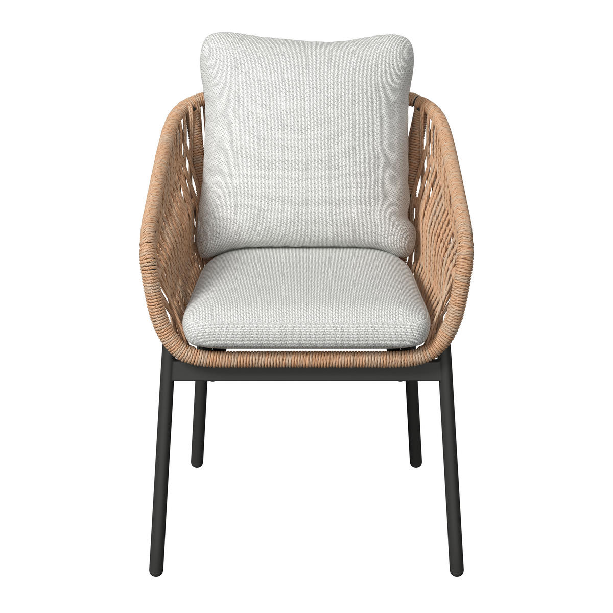 GARTENSTUHL Aluminium Anthrazit, Naturfarben, Hellgrau  - Anthrazit/Hellgrau, Basics, Kunststoff/Textil (63/80/61cm) - Ambia Garden