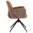 ARMLEHNSTUHL  Sitzfläche 360° drehbar, automatische Rückholfunktion Leinenoptik Echtleder  - Cognac/Schwarz, Design, Leder/Textil (60/85/62cm) - Dieter Knoll