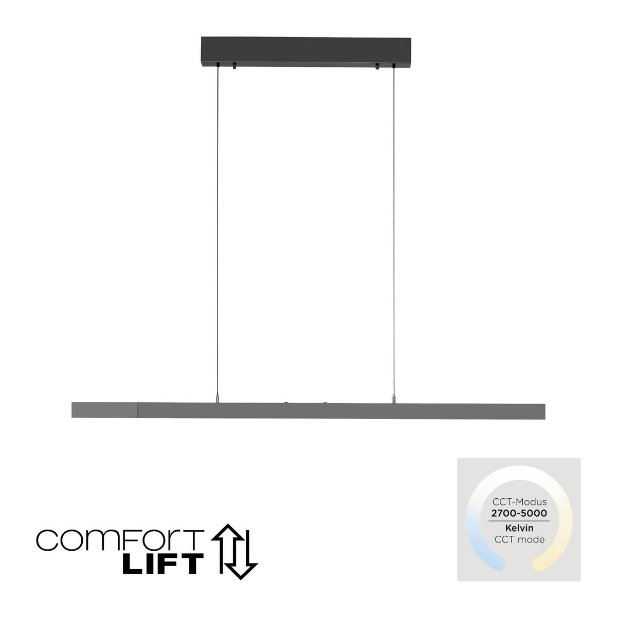 LED-HÄNGELEUCHTE 179/55/150 cm  - Anthrazit, Design, Kunststoff/Metall (179/55/150cm)