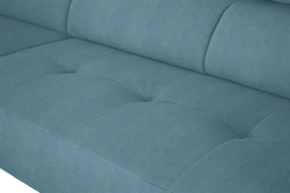 ECKSOFA in Feincord Türkis  - Türkis/Schwarz, Design, Textil/Metall (205/280cm) - MID.YOU