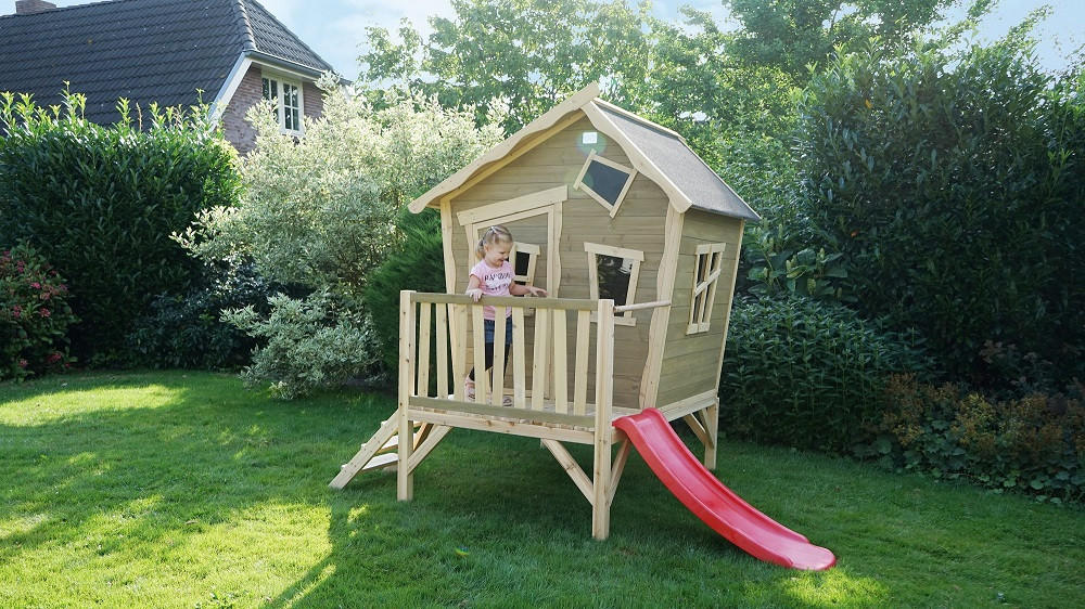 SPIELHAUS  - Beige/Rot, KONVENTIONELL, Holz (269/184/227cm) - EXIT Toys