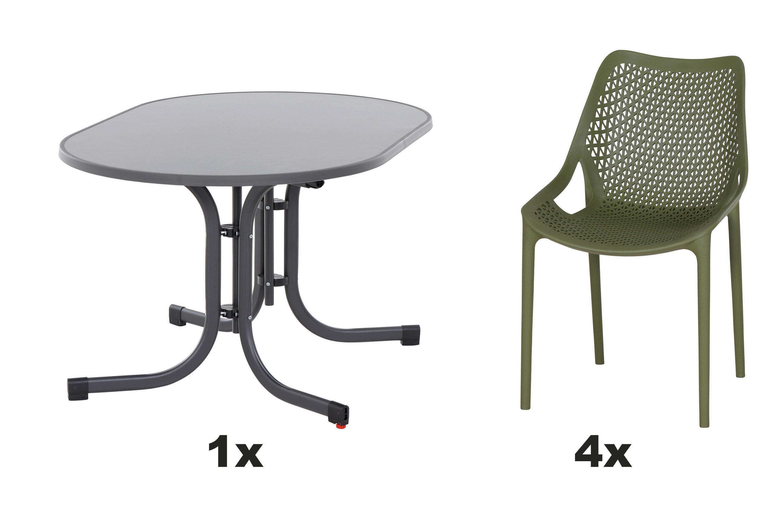 GARTENGARNITUR 5-teilig  - Anthrazit/Olivgrün, Basics, Holzwerkstoff/Kunststoff (90/81/140cm) - Siena Garden