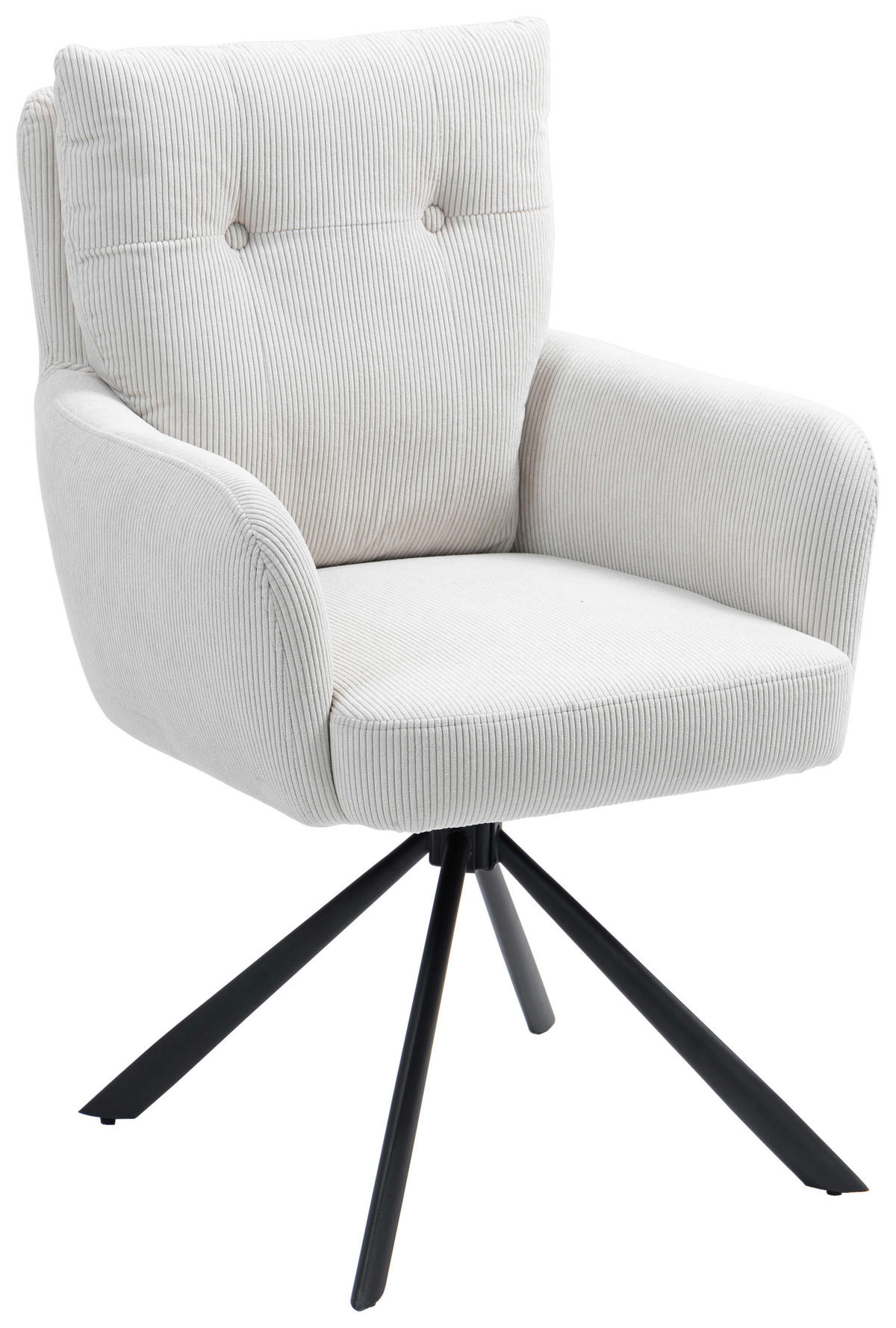 ARMLEHNSTUHL  in Eisen Cord  - Creme/Schwarz, KONVENTIONELL, Textil/Metall (60/95/67cm) - MID.YOU