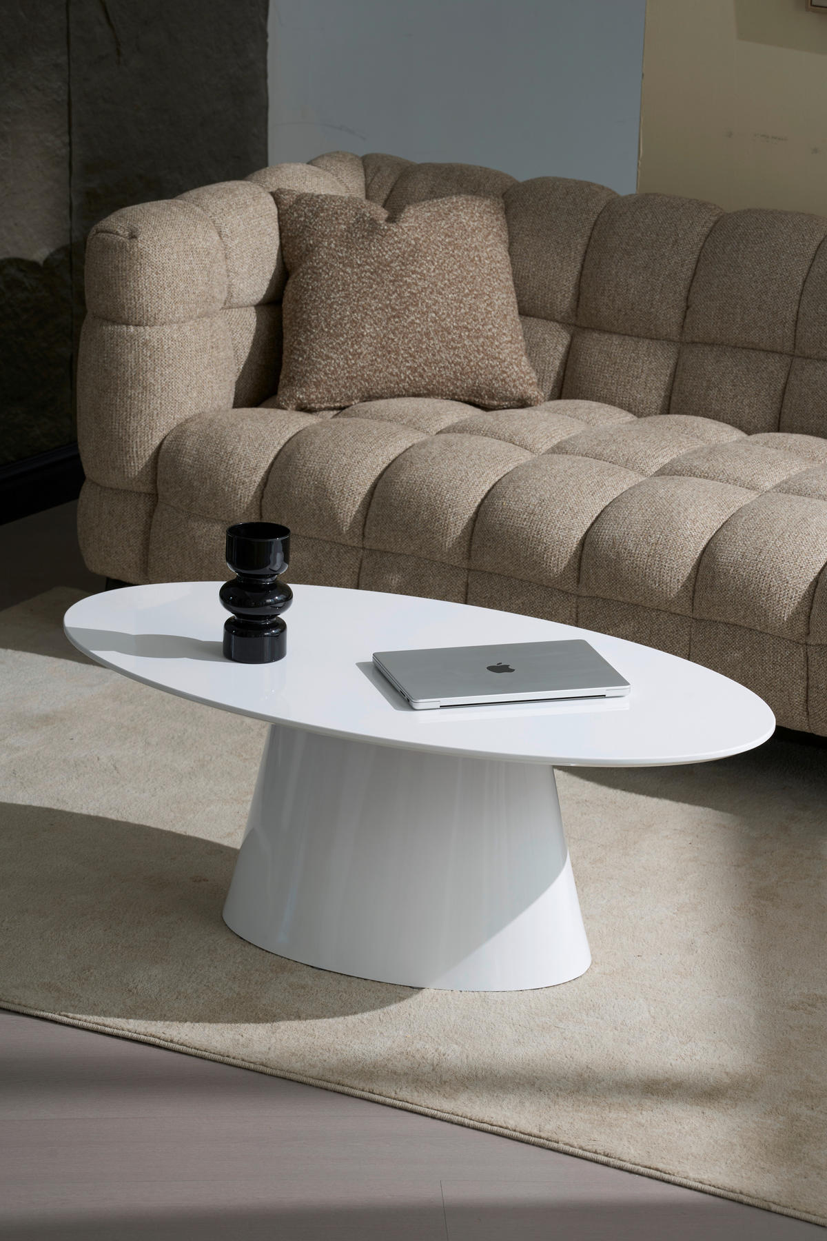 COUCHTISCH 110/60/40 cm oval Weiß Hochglanz  - Weiß Hochglanz, Basics, Holzwerkstoff (110/60/40cm) - MID.YOU