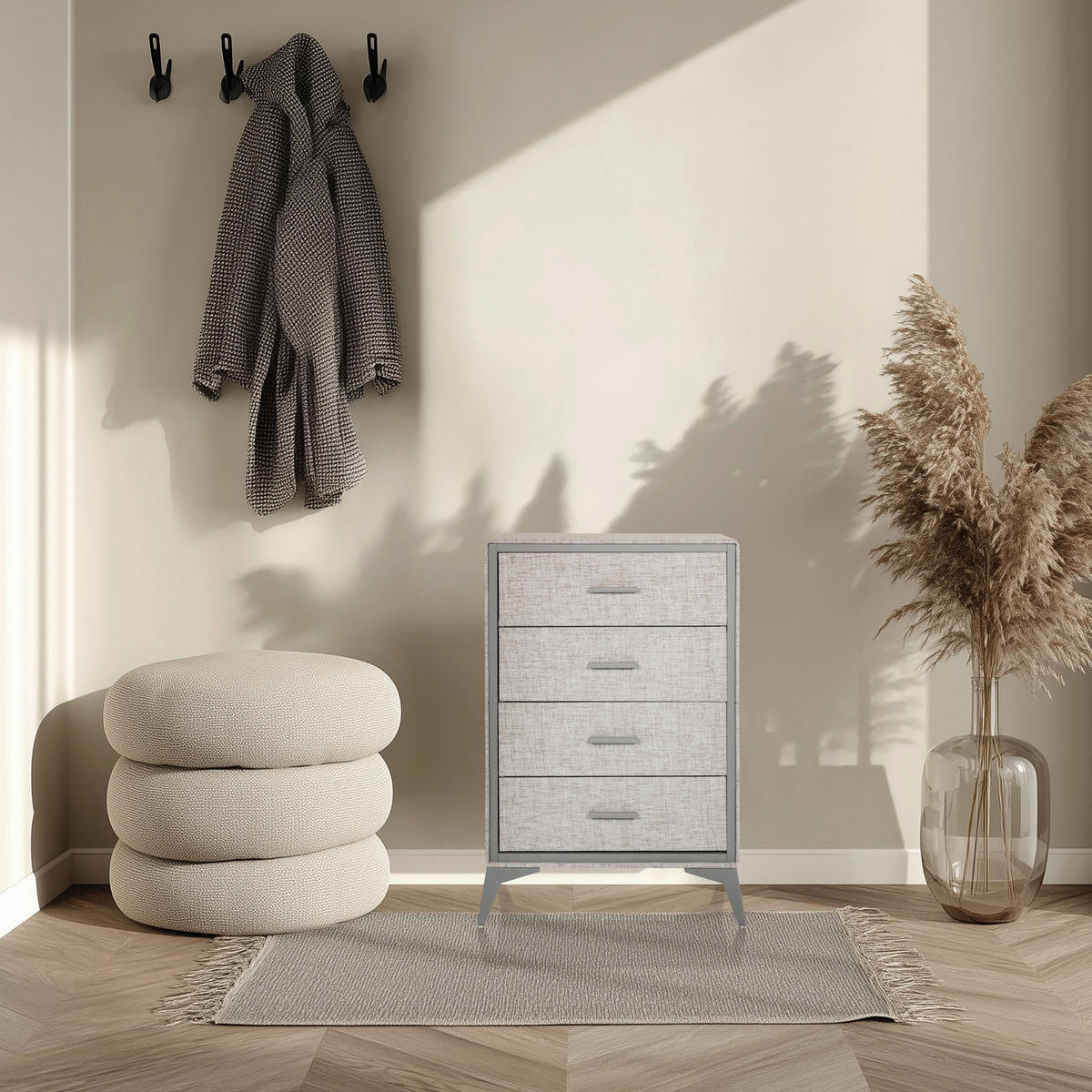 KOMMODE  in 60/90/35,5 cm  - Grau, MODERN, Textil/Metall (60/90/35,5cm) - MID.YOU