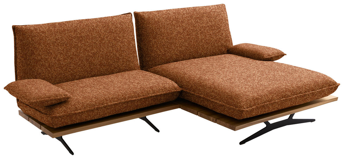 ECKSOFA Chenille, Flachgewebe Rostfarben, Wildeiche  - Wildeiche/Rostfarben, Design, Holz/Textil (284/161cm) - Koinor