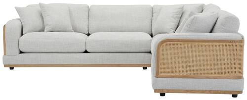ECKSOFA in Flachgewebe Hellgrau  - Hellgrau/Schwarz, LIFESTYLE, Holz/Kunststoff (294/294cm) - Livetastic