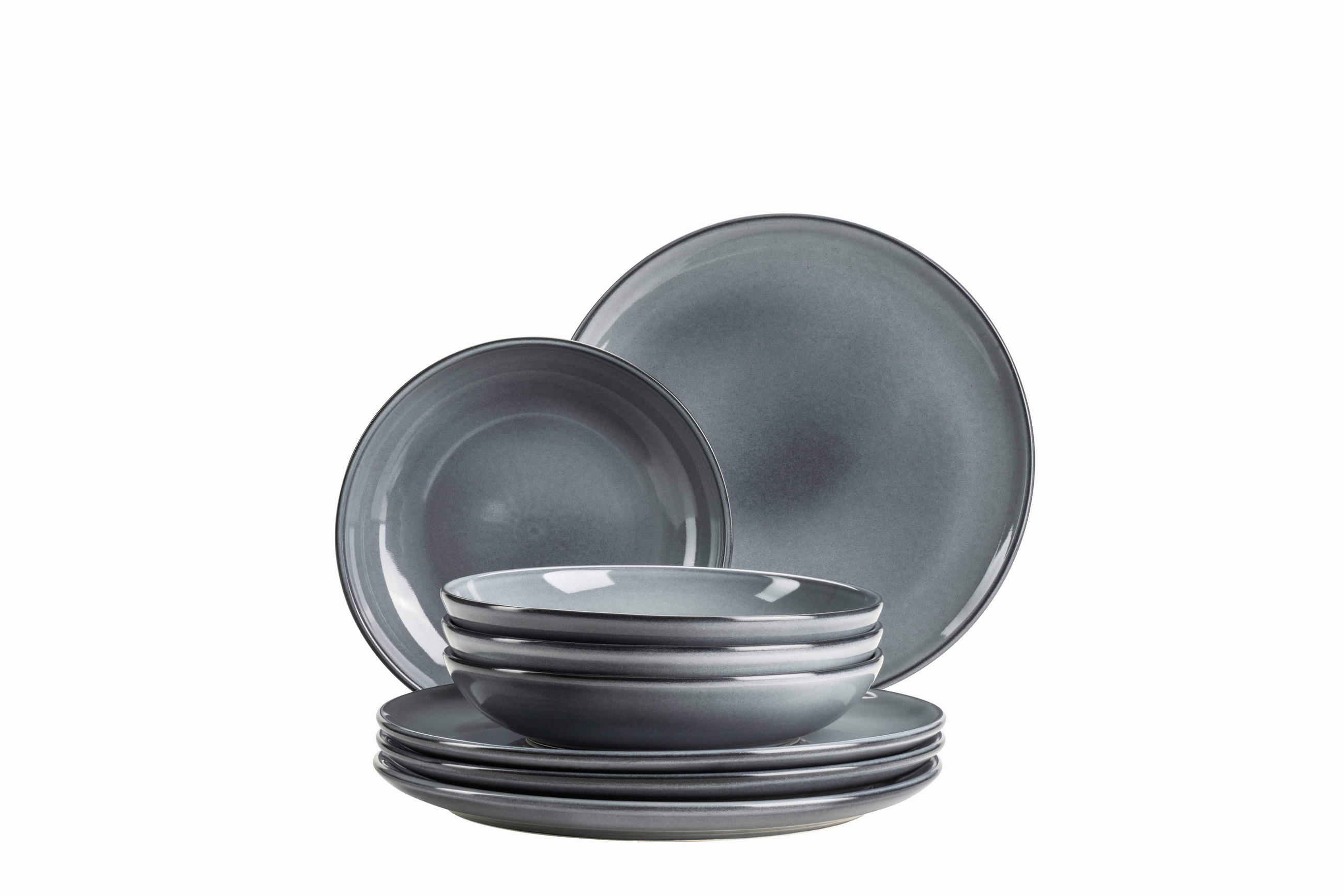 TAFELSERVICE Blaugrau 8-teilig  - Blaugrau, Basics, Keramik - Mäser