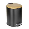 PEDÁLOS SZEMETES 3 l  - fekete, Basics, műanyag/fa (17/23,5/21cm) - Wenko