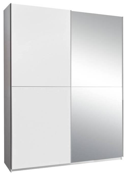 ŠATNÍ SKŘÍŇ SE ZRCADLEM, čiré, bílá, 170/195/59 cm - bílá/barvy dubu, Design, kompozitní dřevo/sklo (170/195/59cm) - P & B