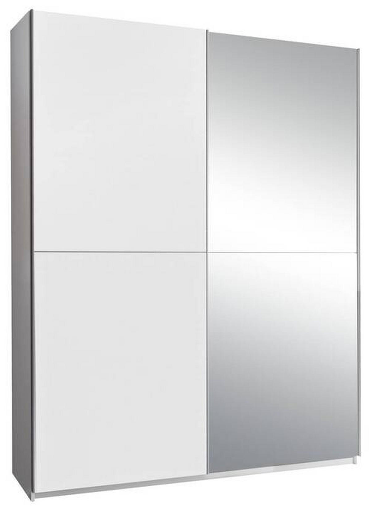 ŠATNÍ SKŘÍŇ SE ZRCADLEM, čiré, bílá, 170/195/59 cm - bílá/barvy dubu, Design, kompozitní dřevo/sklo (170/195/59cm) - P & B