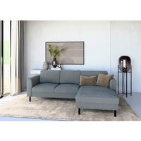 ECKSOFA  in Cord Dunkelgrau  232/161 cm  - Dunkelgrau/Schwarz, MODERN, Textil/Metall (232/161cm) - Trendmanufaktur