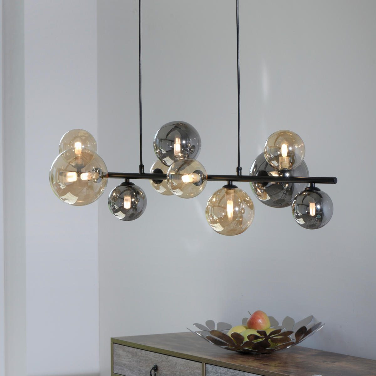 STROPNÍ ZÁVĚSNÉ LED SVÍTIDLO - černá, Trend, kov/plast (85/35/150cm)