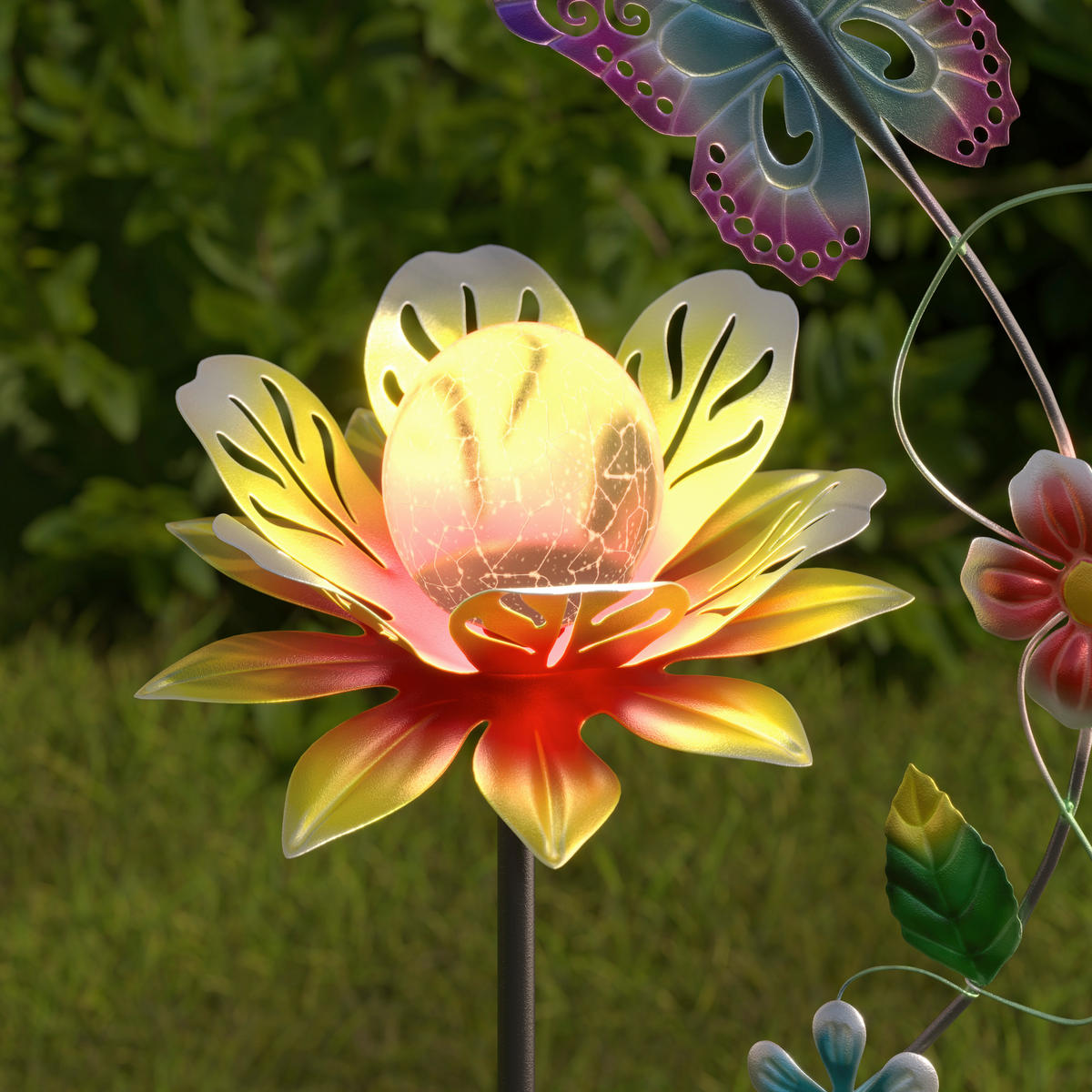 SOLARLEUCHTE Anemone 21,5/82/15,2 cm  - Klar/Schwarz, LIFESTYLE, Glas/Kunststoff (21,5/82/15,2cm) - Ambia Garden