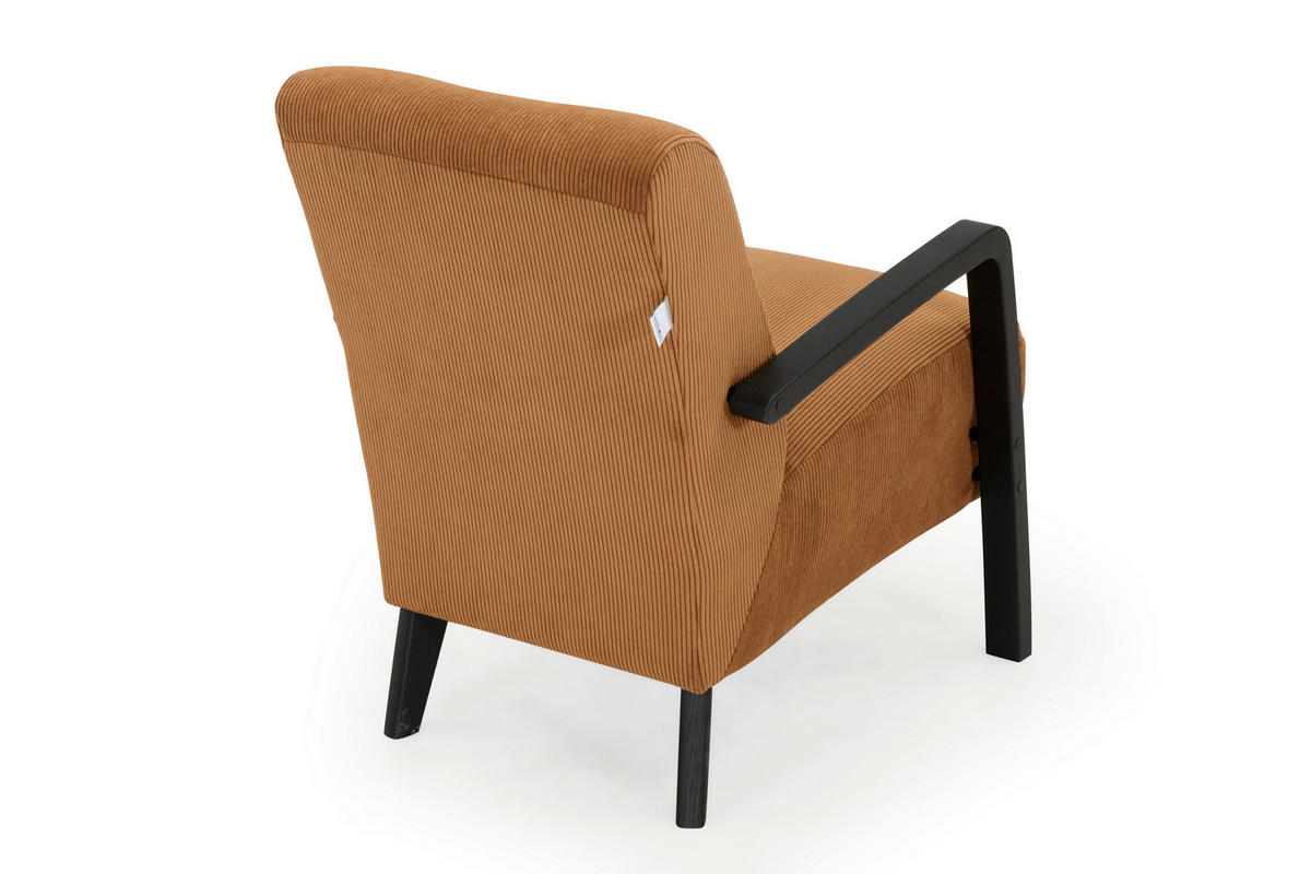 SESSEL in Mikrofaser Cognac  - Cognac/Schwarz, Design, Holz/Textil (64/81/83cm) - Welnova