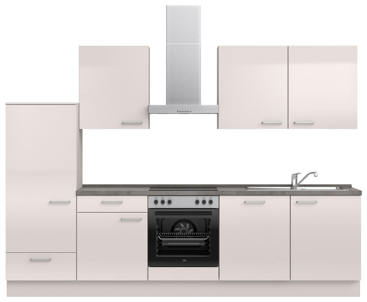 KÜCHENBLOCK Flash 300 cm  in Schieferfarben, Seidengrau  - Schieferfarben/Edelstahlfarben, MODERN, Holzwerkstoff/Metall (300cm) - Nobilia
