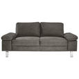 2-SITZER-SOFA in Mikrofaser Braun  - Chromfarben/Beige, Design, Textil/Metall (194/86/97cm) - Hom`in