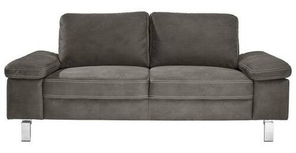 2-SITZER-SOFA in Mikrofaser Braun  - Chromfarben/Beige, Design, Textil/Metall (194/86/97cm) - Hom`in