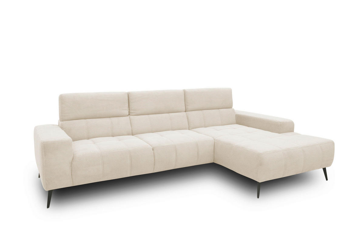 ECKSOFA TRENTO Creme Mikrofaser  - Dunkelgrau/Creme, MODERN, Textil/Metall (287/175cm) - MID.YOU