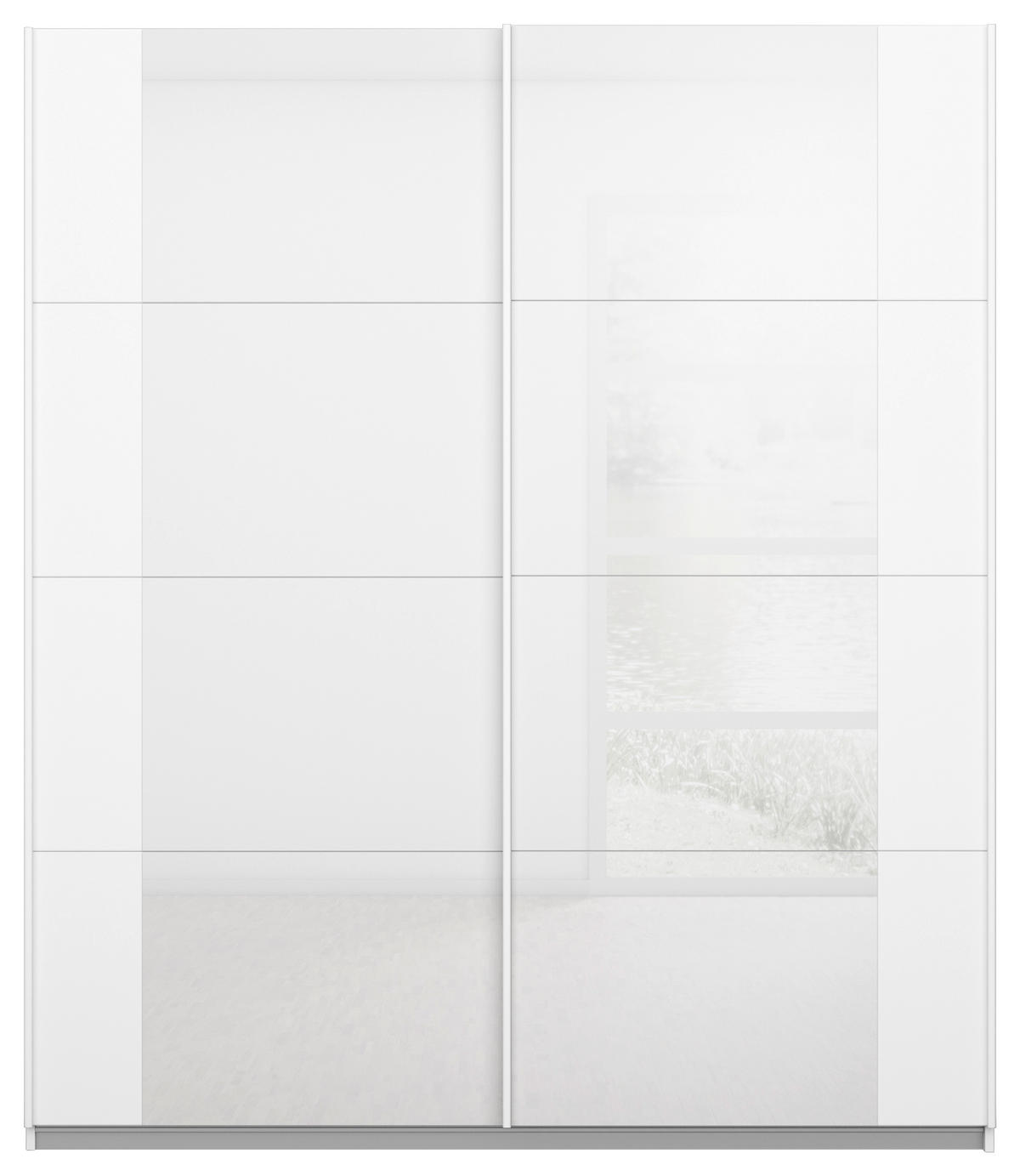 SCHWEBETÜRENSCHRANK  in Weiß, Weiß Hochglanz  - Weiß Hochglanz/Weiß, MODERN, Glas/Holzwerkstoff (181/210/62cm) - Rauch Möbel