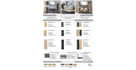 WASCHTISCHKOMBI 121 cm  - Graphitfarben/Weiß, Natur, Keramik/Holzwerkstoff (121cm) - Xora