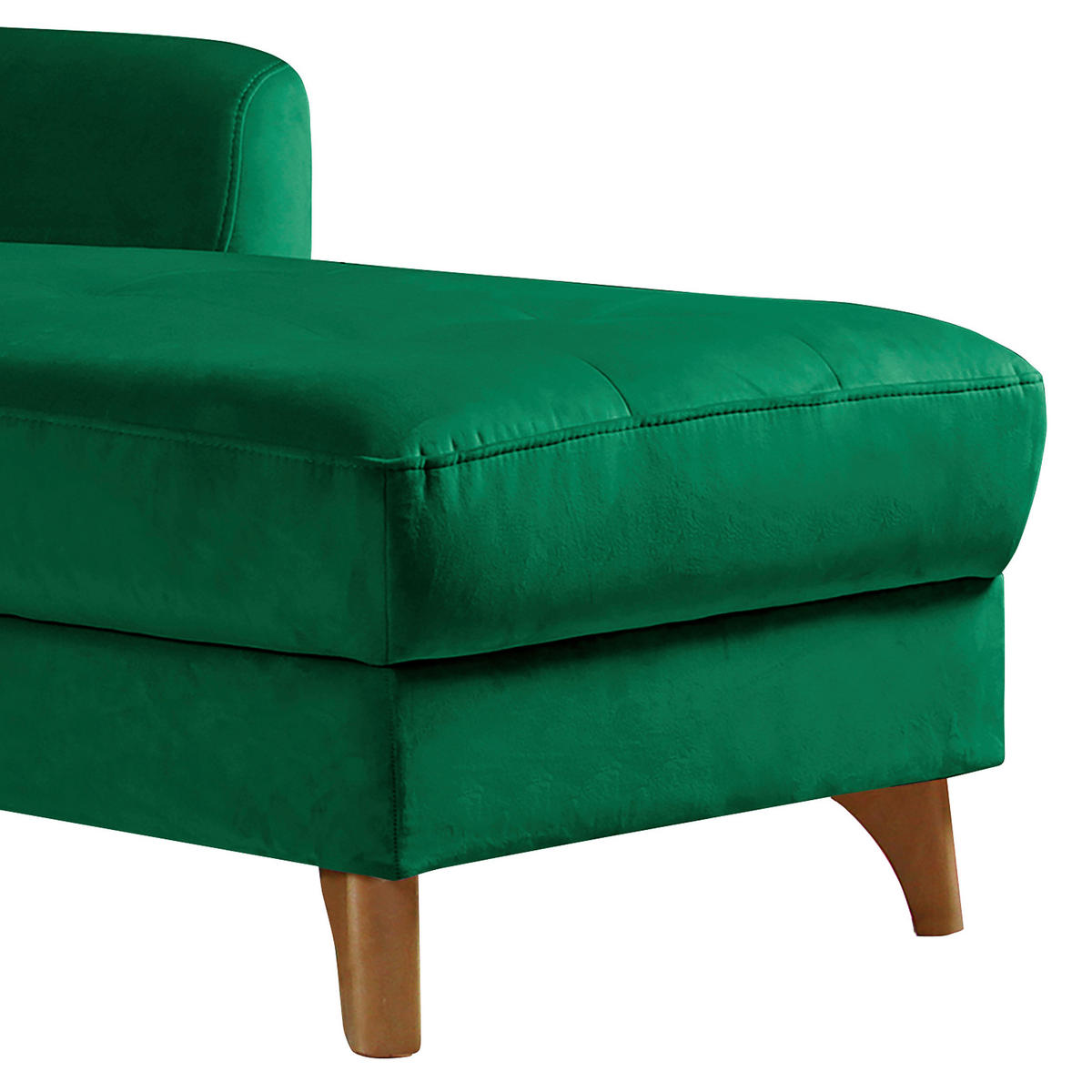ECKSOFA Dunkelgrün Samt Bettkasten, Schlaffunktion, Liegefläche im Originalstoff  - Dunkelgrün/Buchefarben, Design, Holz/Textil (238/168cm) - Livetastic