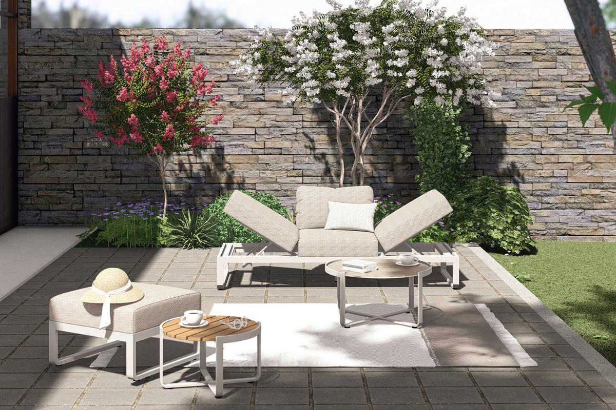 LOUNGESOFA 207/82/70 cm Aluminium  - Sandfarben/Mokka, Design, Textil/Metall (207/82/70cm) - Zebra 