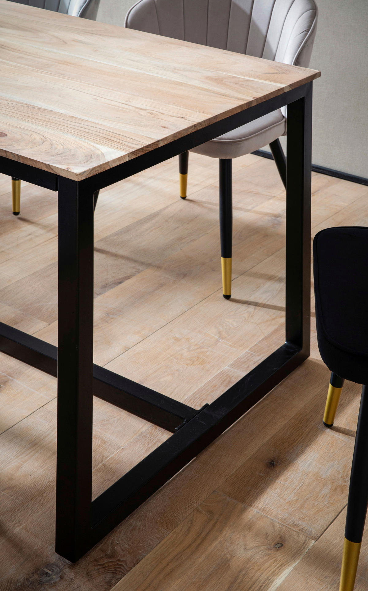 ESSTISCH in Holz 140/80/76 cm  - Schwarz/Akaziefarben, Design, Holz/Metall (140/80/76cm) - MID.YOU