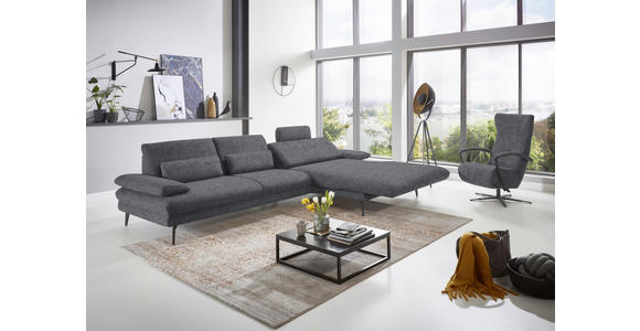 ECKSOFA in Velours Silberfarben 310/180 cm - Silberfarben/Schwarz, Design, Textil/Metall (310/180cm) - Dieter Knoll