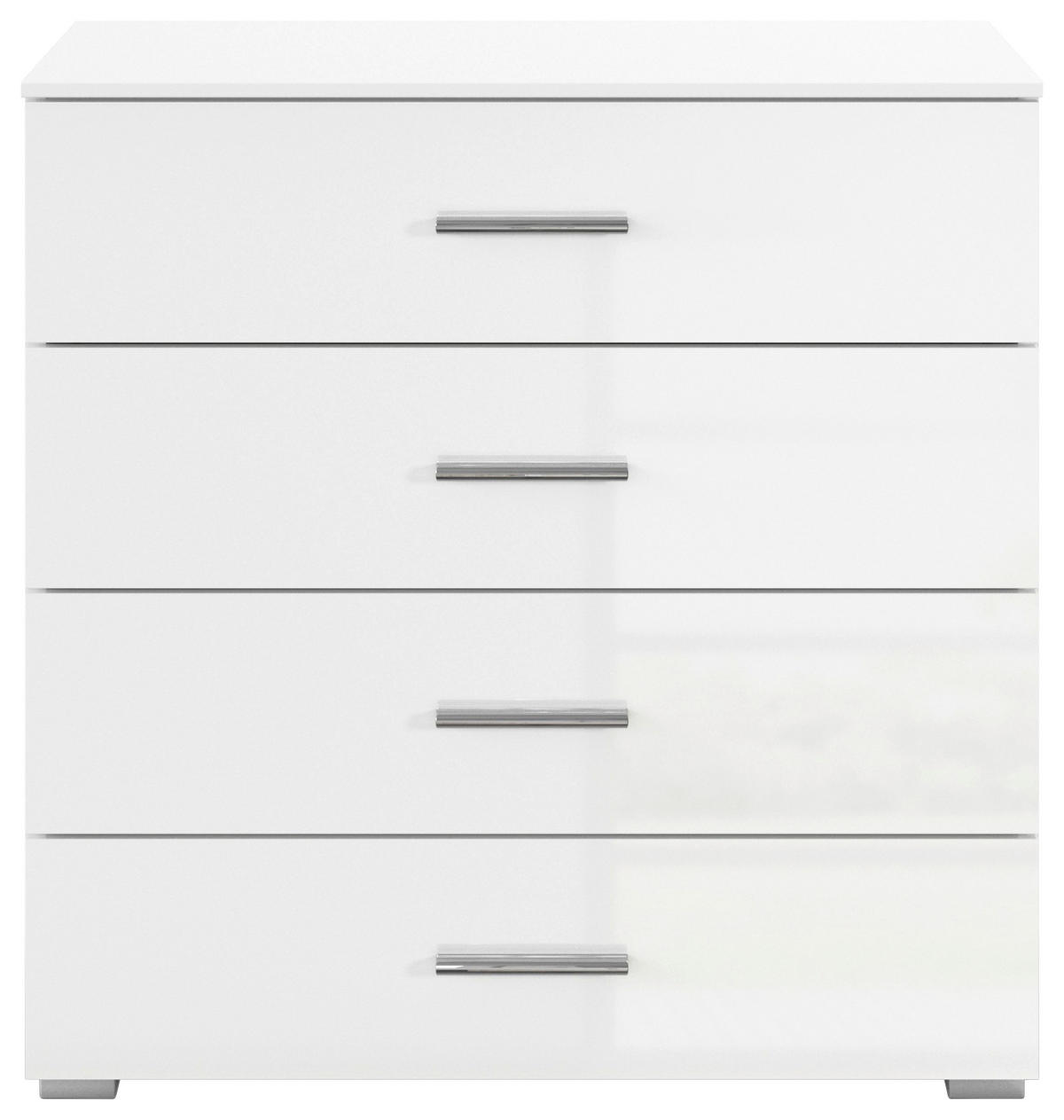 KOMMODE , 80/81/42 cm, 4 Schublade(n)  - Weiß Hochglanz/Alufarben, KONVENTIONELL, Holzwerkstoff/Kunststoff (80/81/42cm) - home24