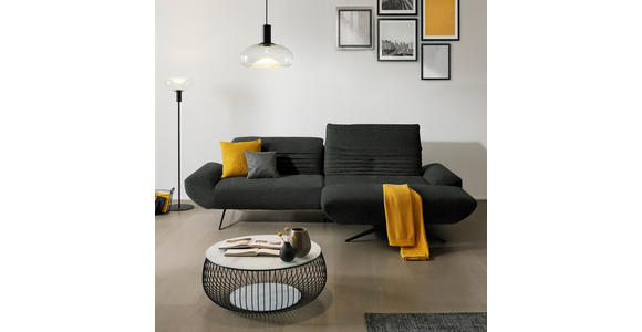 ECKSOFA  in Teddystoff Anthrazit  280/170-195 cm  - Anthrazit/Schwarz, Design, Textil/Metall (280/170-195cm) - Dieter Knoll