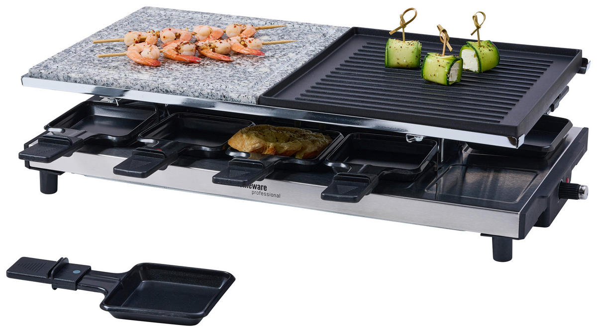RACLETTE-GRILL  - Edelstahlfarben/Schwarz, KONVENTIONELL, Kunststoff/Stein (62/24,2/13cm) - Homeware Profession.