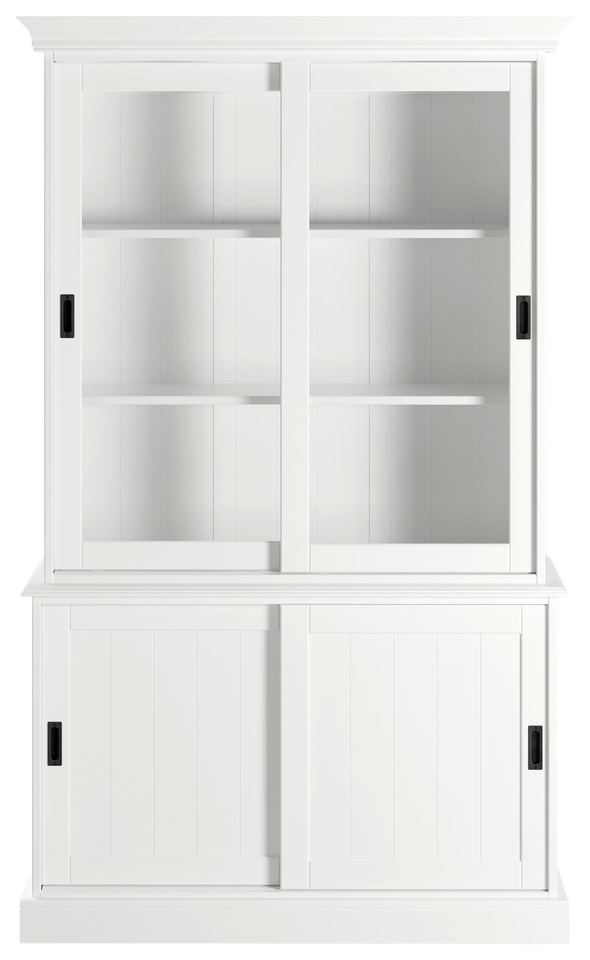 VITRINE  in massiv Kiefer Weiß  - Klar/Schwarz, ROMANTIK / LANDHAUS, Glas/Holz (115/191/40cm) - Livetastic