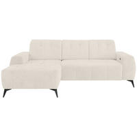 ECKSOFA Creme Mikrofaser  - Creme/Schwarz, MODERN, Textil/Metall (180/258cm) - Livetastic