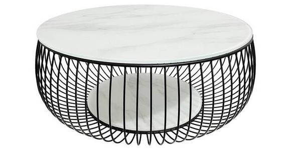 COUCHTISCH ESG 86/86/35 cm rund Schwarz, Weiß - Schwarz/Weiß, Design, Glas/Metall (86/86/35cm) - Novel