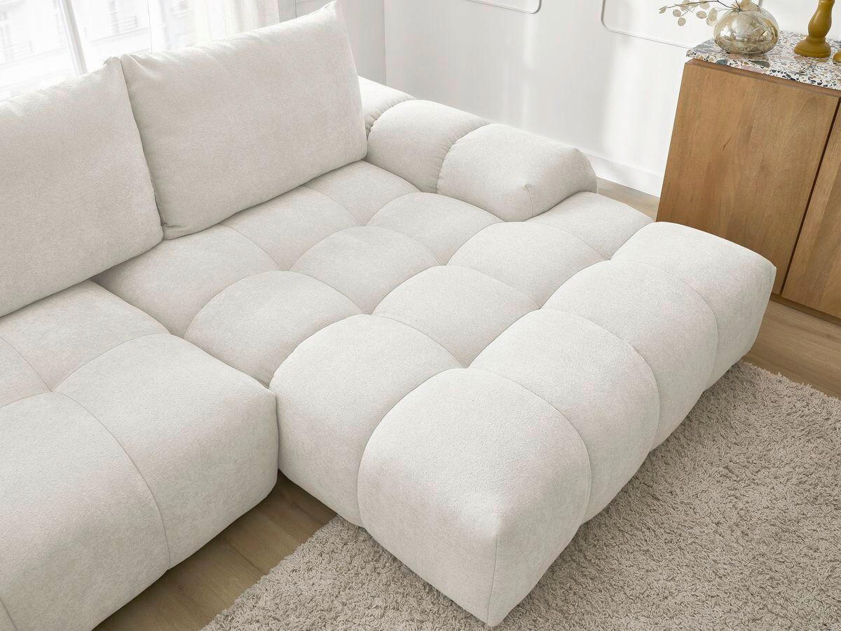 ECKSCHLAFSOFA EVEREST  mit Rücken echt, Armteil links, Armteil rechts Struktur Weiß  - Schwarz/Weiß, MODERN, Kunststoff/Textil (318/180cm) - Livetastic