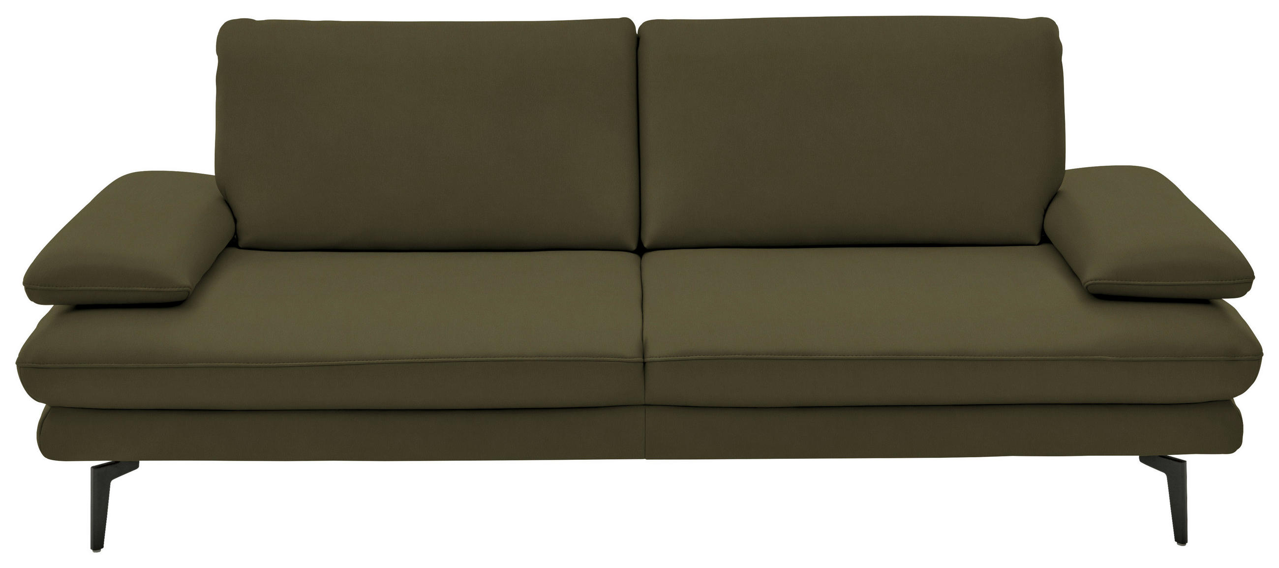 3-SITZER-SOFA in Echtleder Olivgrün  - Schwarz/Olivgrün, Design, Leder/Metall (222/86/104cm) - Dieter Knoll