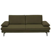 3-SITZER-SOFA in Echtleder Olivgrün  - Schwarz/Olivgrün, Design, Leder/Metall (222/86/104cm) - Dieter Knoll