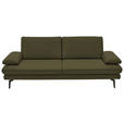 3-SITZER-SOFA in Leder Olivgrün  - Schwarz/Olivgrün, Design, Leder/Metall (222/86/104cm) - Dieter Knoll