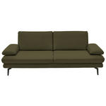 3-SITZER-SOFA in Leder Olivgrün  - Schwarz/Olivgrün, Design, Leder/Metall (222/86/104cm) - Dieter Knoll