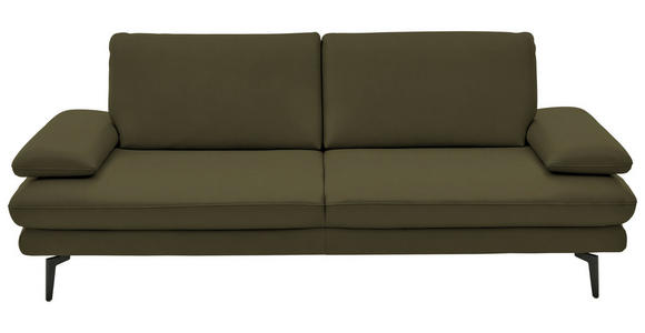 3-SITZER-SOFA in Leder Olivgrün - Schwarz/Olivgrün, Design, Leder/Metall (222/86/104cm) - Dieter Knoll