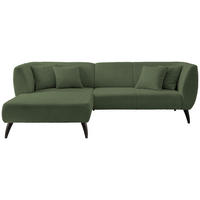 ECKSOFA 160/264 cm  in Bouclé Dunkelgrün Zierkissen  160/264 cm  - Dunkelgrün/Schwarz, MODERN, Holz/Textil (160/264cm) - MID.YOU