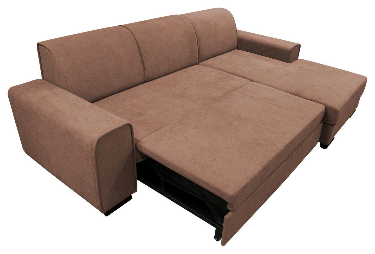 ECKSOFA in Struktur, Bouclé Altrosa  - Altrosa/Schwarz, Design, Kunststoff/Textil (270/175cm) - MID.YOU