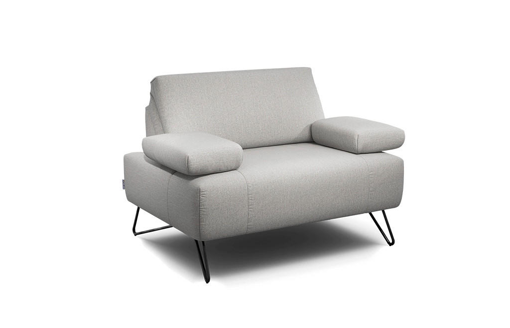 SESSEL in Chenille Hellgrau  - Hellgrau/Schwarz, Design, Textil/Metall (114-142/85/86-94cm) - SENSOO