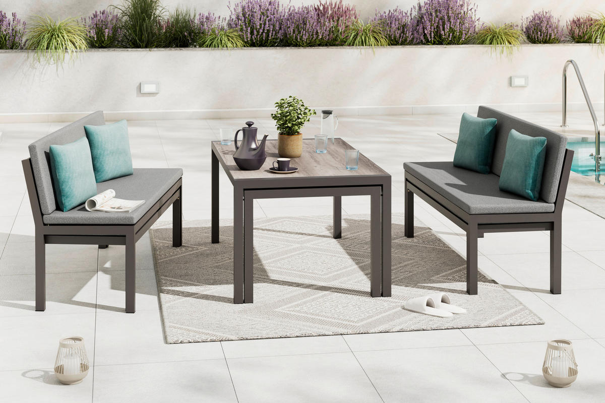 GARTENSET Webstoff Aluminium  - Anthrazit/Hellgrau, MODERN, Kunststoff/Textil - Ambia Garden