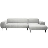 ECKSOFA in Chenille Weiß  311/167 cm  - Schwarz/Weiß, Design, Textil/Metall (311/167cm) - Xora
