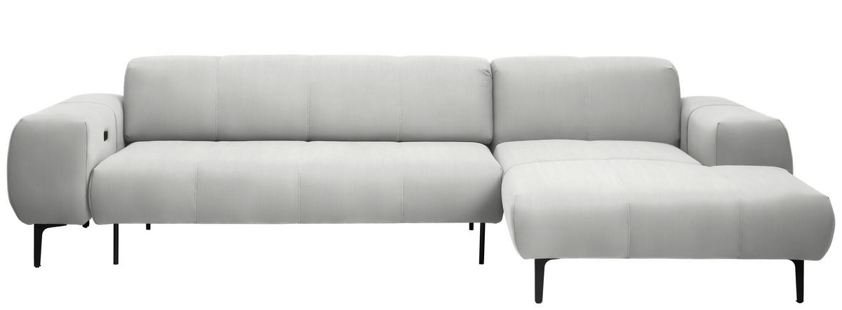 ECKSOFA in Chenille Weiß  311/167 cm  - Schwarz/Weiß, Design, Textil/Metall (311/167cm) - Xora