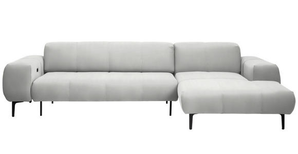 ECKSOFA in Chenille Weiß 311/167 cm - Schwarz/Weiß, Design, Textil/Metall (311/167cm) - Xora