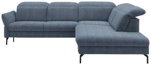 ECKSOFA in Flachgewebe Blau  - Blau/Schwarz, Design, Textil/Metall (299-313/233cm) - Dieter Knoll